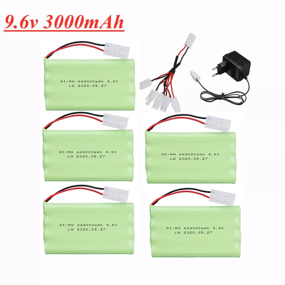 

9.6v 3000mAh Ni-MH Rechargeable Battery + Charger Set For Rc toys Car Boat Tank Robots Gun AA NiMH 9.6v 2400mAh Battery Pack