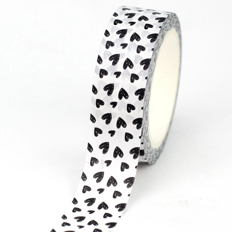 

GREATHOPE WASHI TAPE набор лент черно-белые сердечки 10 м