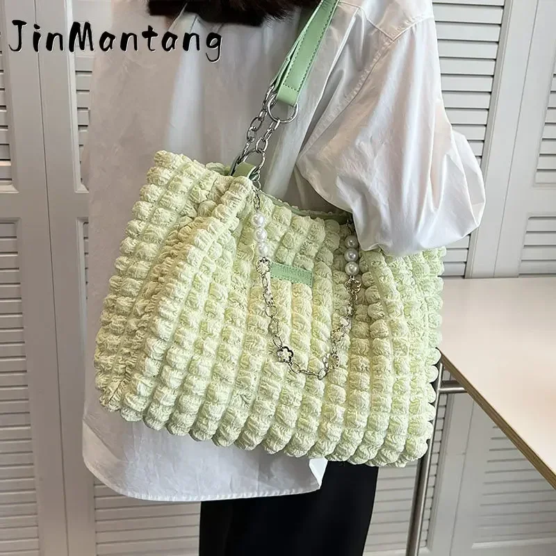 

Casual High Capacity Handbag for Women 2023 Winter Large Cloth Shopper Shopping Bag Female Fabric Shoulder Side