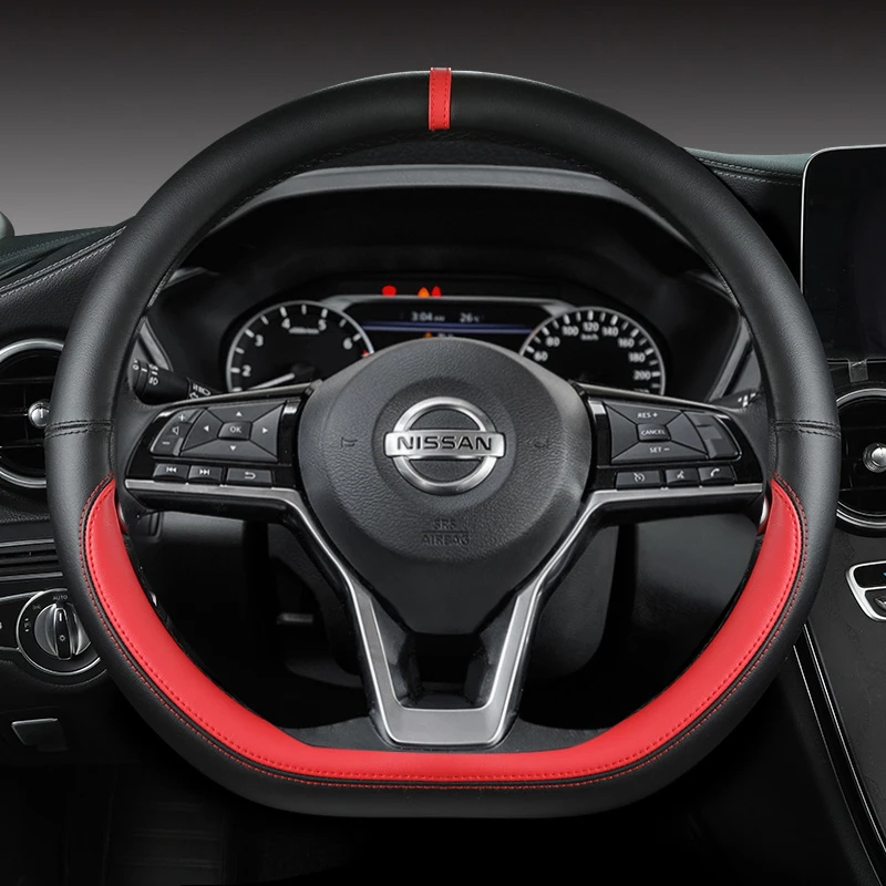 Car Steering Wheel Cover D Type PU Leather For Nissan X-trail Qashqai Rogue Sport Rogue 2017 2018 2019 2020 2021 Altima Versa Car Steering Wheel Cover D Type PU Leather For Nissan X-trail Qashqai Rogue Sport Rogue 2017 2018 2019 2020 2021 Altima Versa
