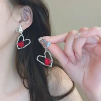 new unique fashion red heart cutout earrings heart jewelry for women girl jewelry gifts