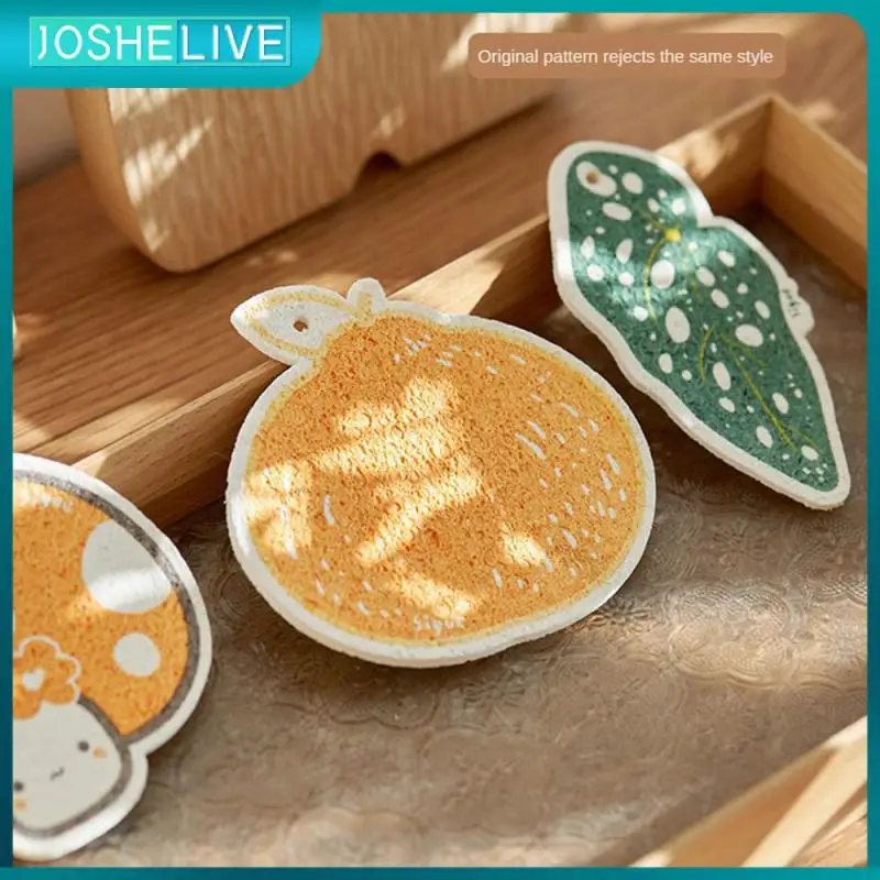 

Water Absorptioncreative Cleaning Scouring Cloth Compressed Wood Pulp Cotton Sponge Wipe Artifact Sponge Brush Cartoon Pot Brush