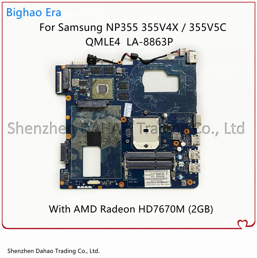 

Материнская плата для ноутбука Samsung NP355 355V5C, NP355V5C, 355V4X с HD7670M, 2 Гб, QMLE4
