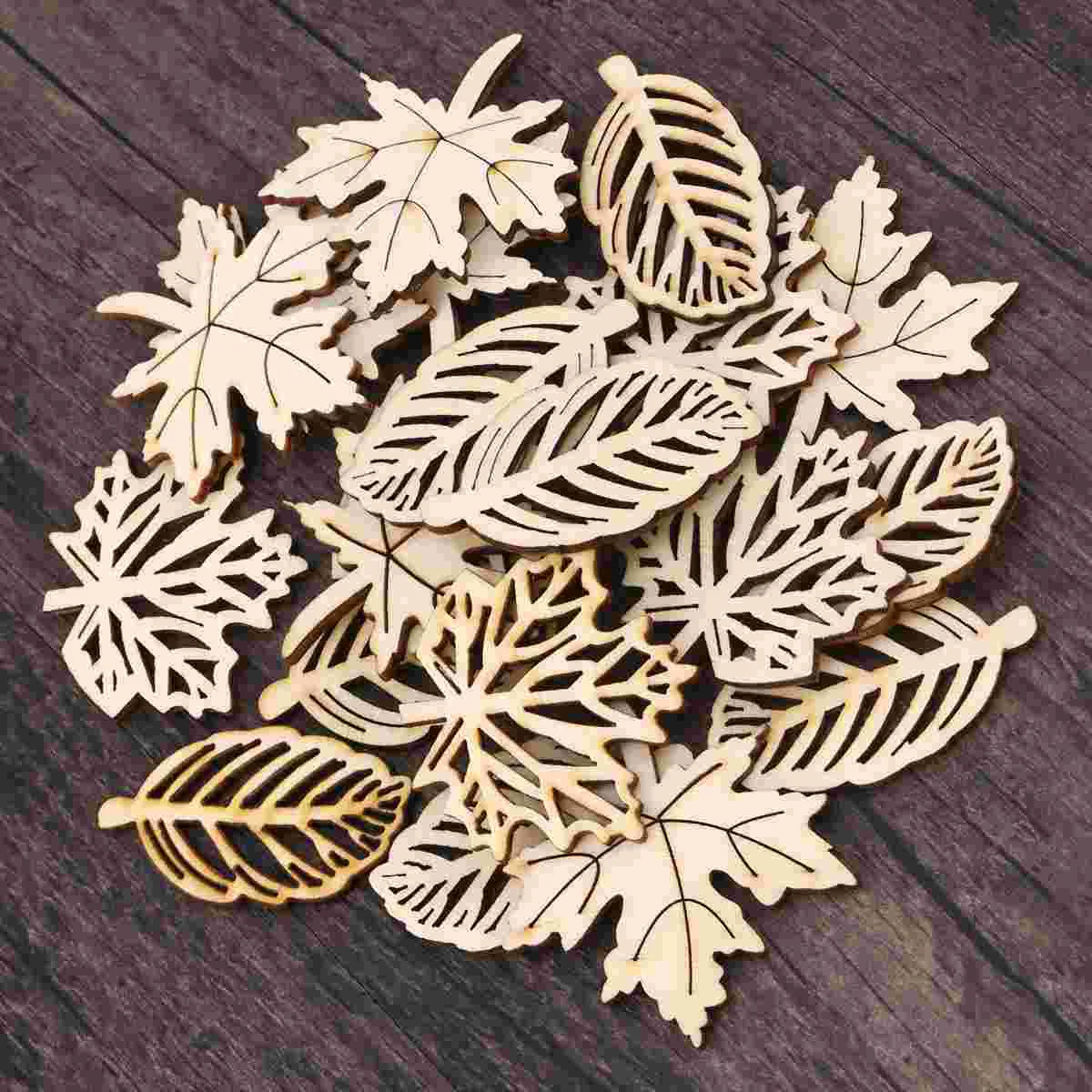 

Wood Leaf Maple Blank Ornament Hollow Wooden Unpainted Cutouts Unfinished Slice Diy Graffiti Sign Gift Tag Veneers Slices