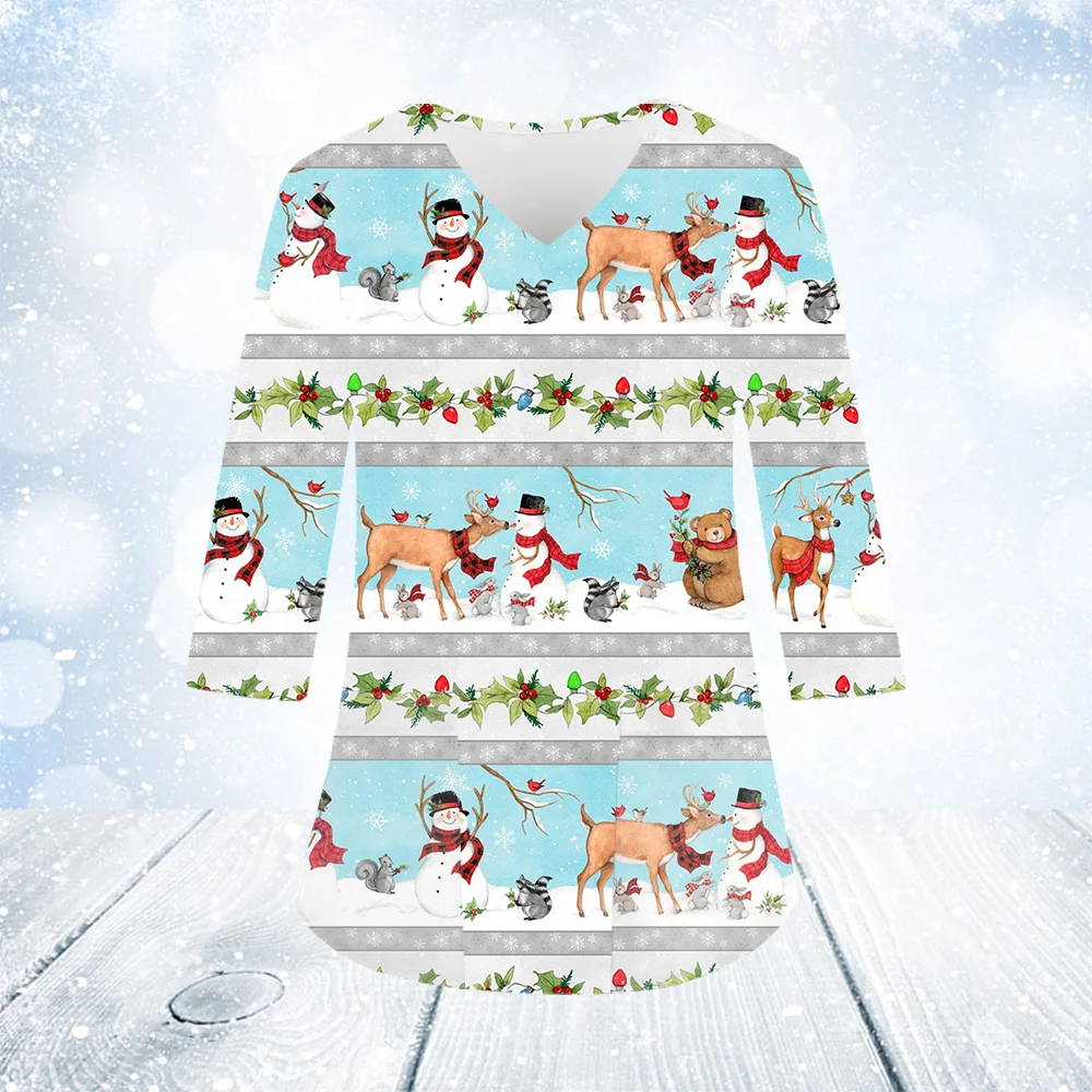 Рождественская клиническая форма женская скраб с мультяшным принтом