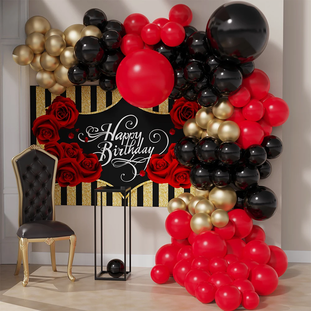 

95Pcs Black Red Golden Latex Balloon Garland Arch Kit Happy Birthday Party Anniversary Decoration Christmas Baby Shower Ornament