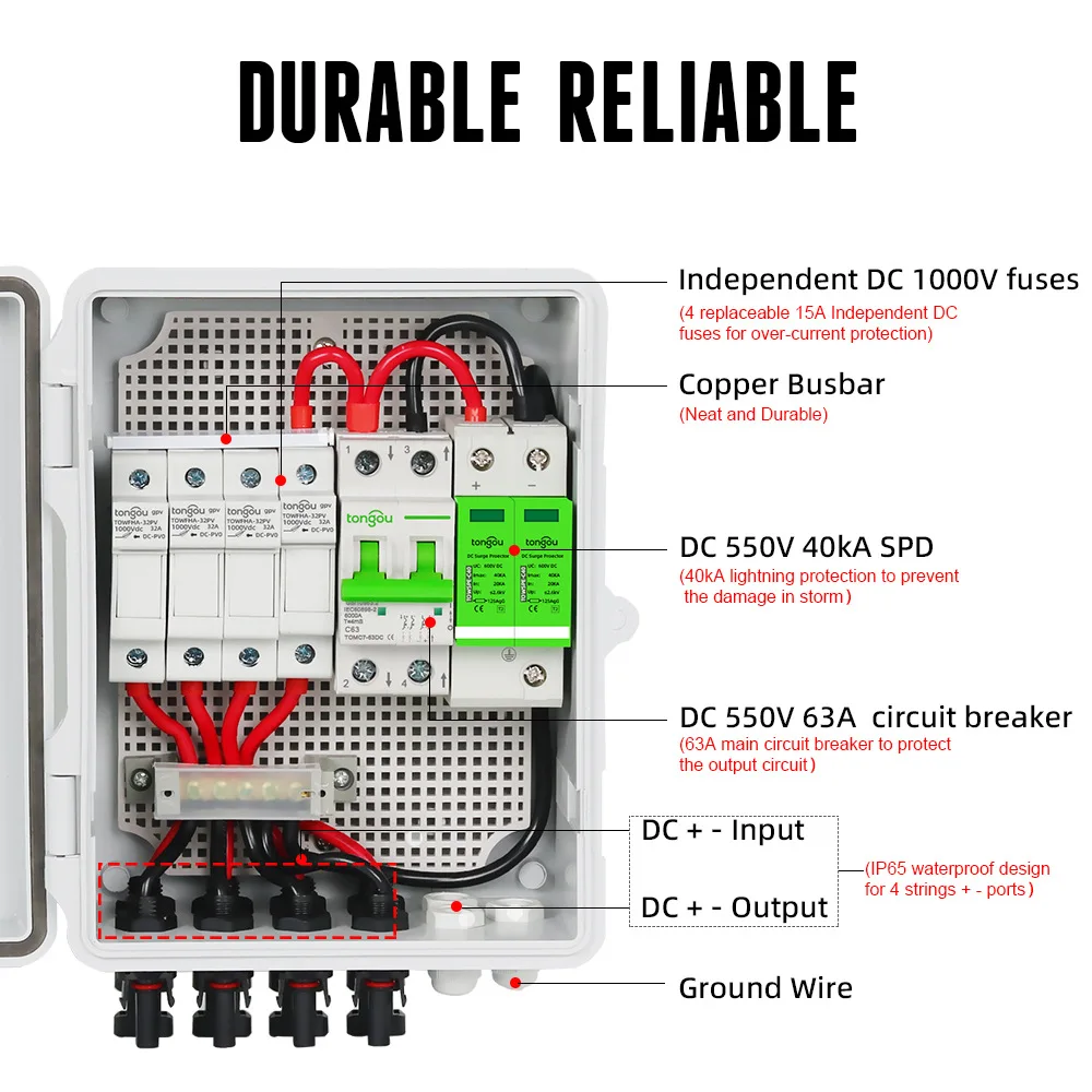 

Solar Photovoltaic Energy Combiner Box Stabilize Functional Features Tongou Pv Conbiner Box Strong Pressure Resistance Pv Array