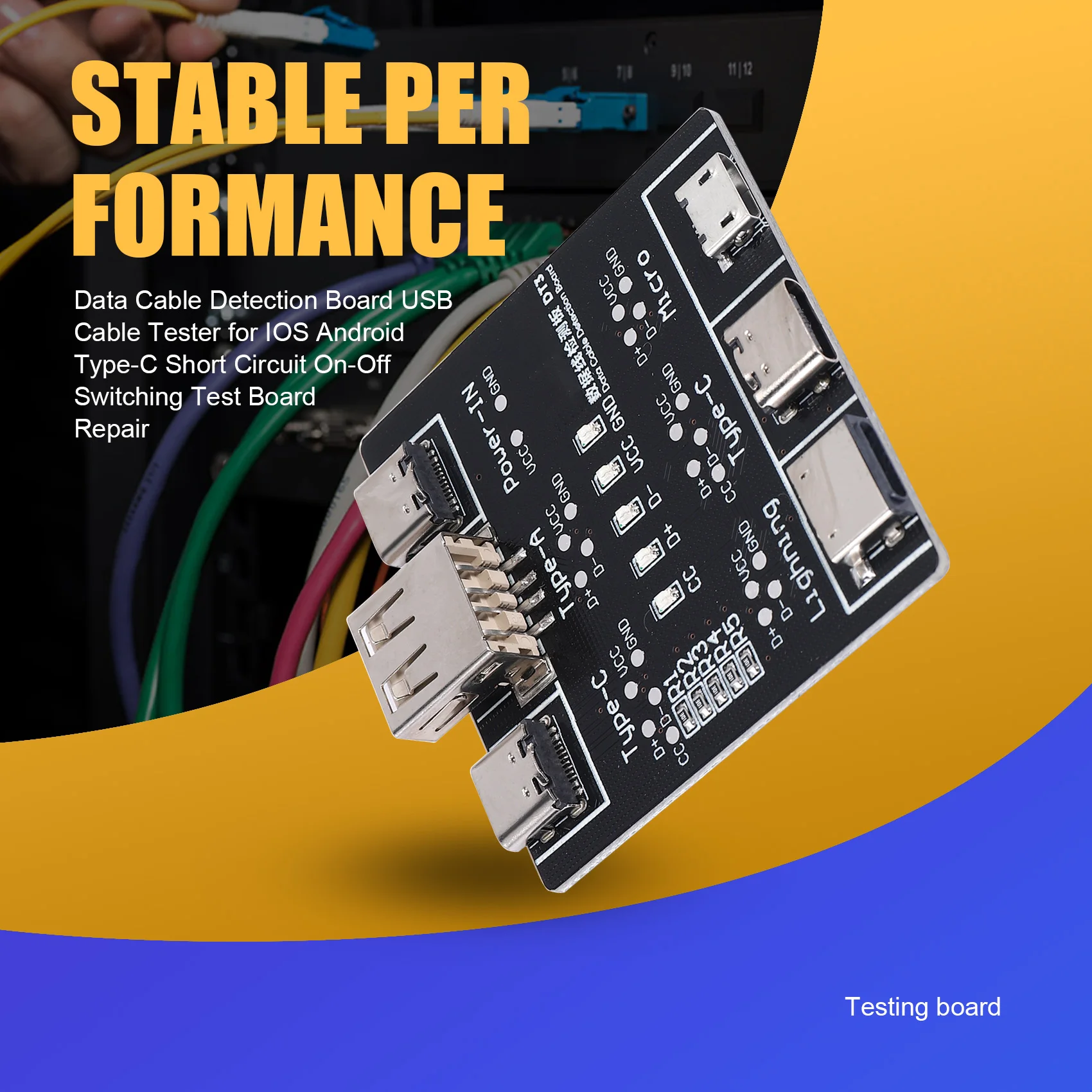 Фото Плата обнаружения кабеля передачи данных DT3, тестер USB-кабеля для IOS Android Type-C, ремонт тестовой платы включения-выключения короткого замыкания №5