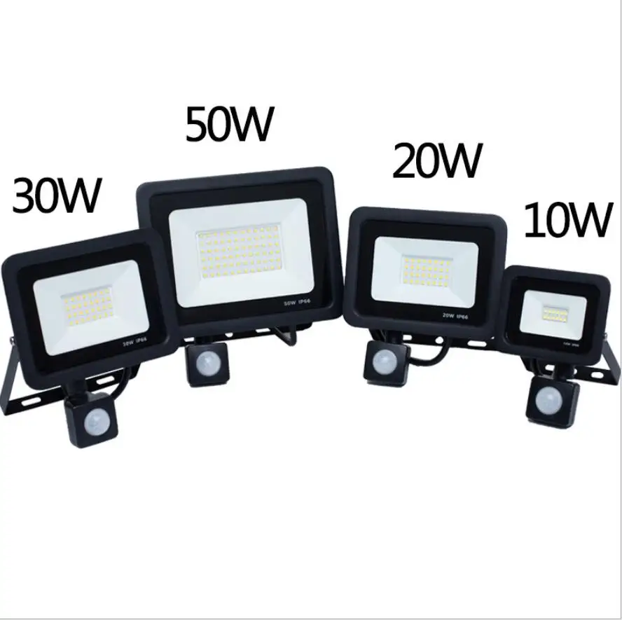 

10W 20W 30W 50W 100W Induction Led flood light With Adjustable PIR Sensor 220V floodlight Street Square Outdoor Lighting