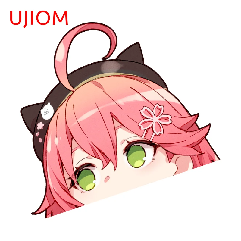 Фото Наклейка на стену UJIOM Hololive Sakura Miko Flipping The Bird, популярная, привлекательная, устойчивая к царапинам, виниловая наклейка для шкафа, прихожей №2
