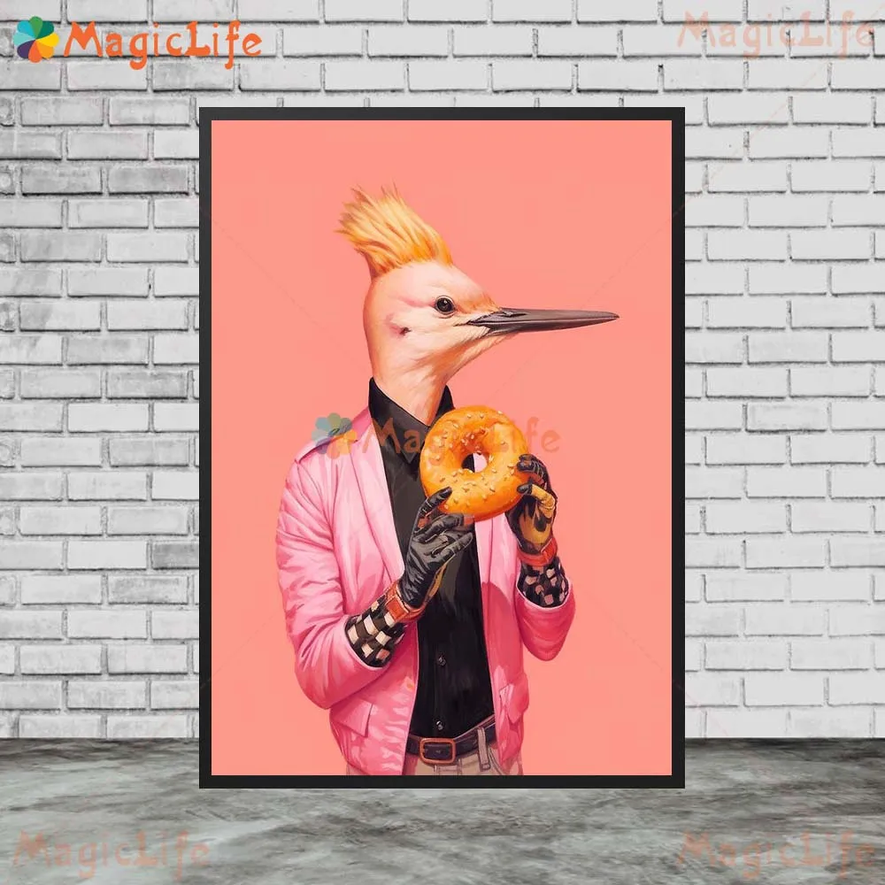 Забавный портрет птицы Кофе Чай джентльменов планшетов для гостиной