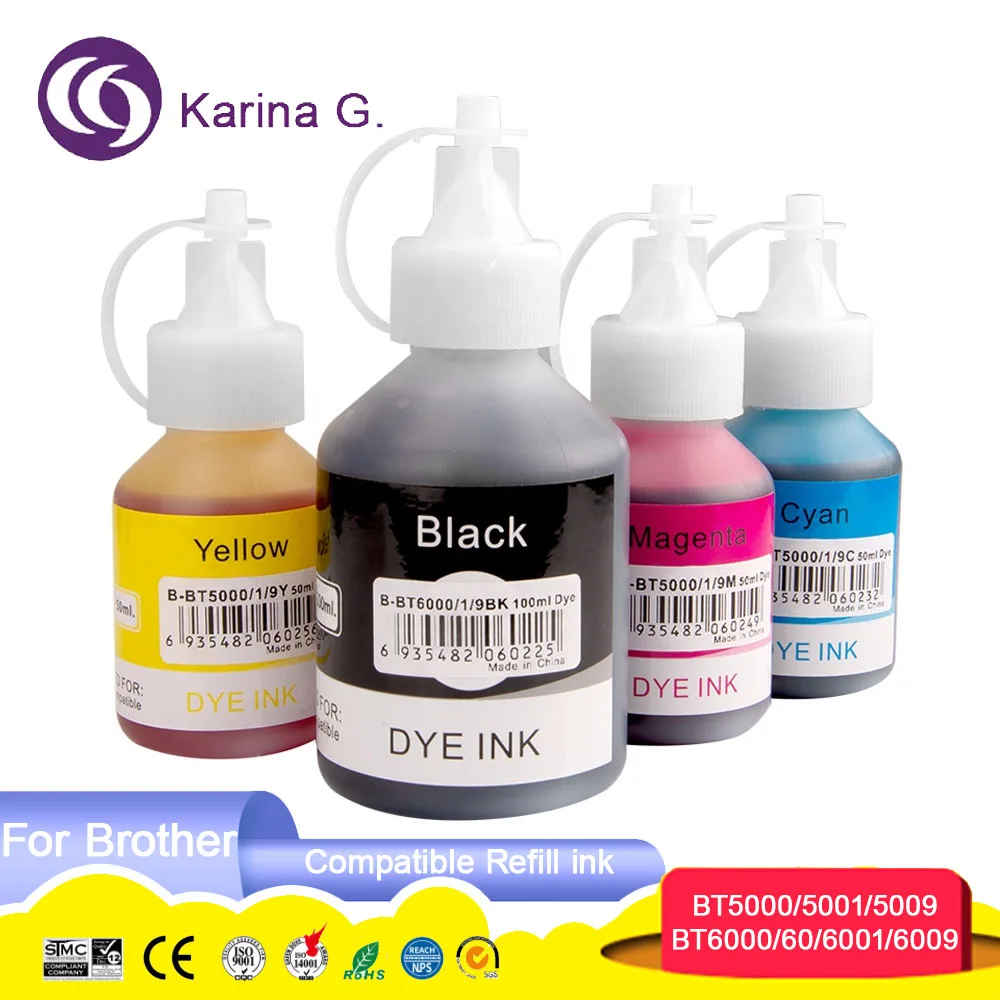 

BTD60 BTD60BK BT6001BK BT6000 BT5000 BT6000BK Compatible Bottle Water Based Refill Tintas Ink for Brother DCP-T300,DCP-T500W