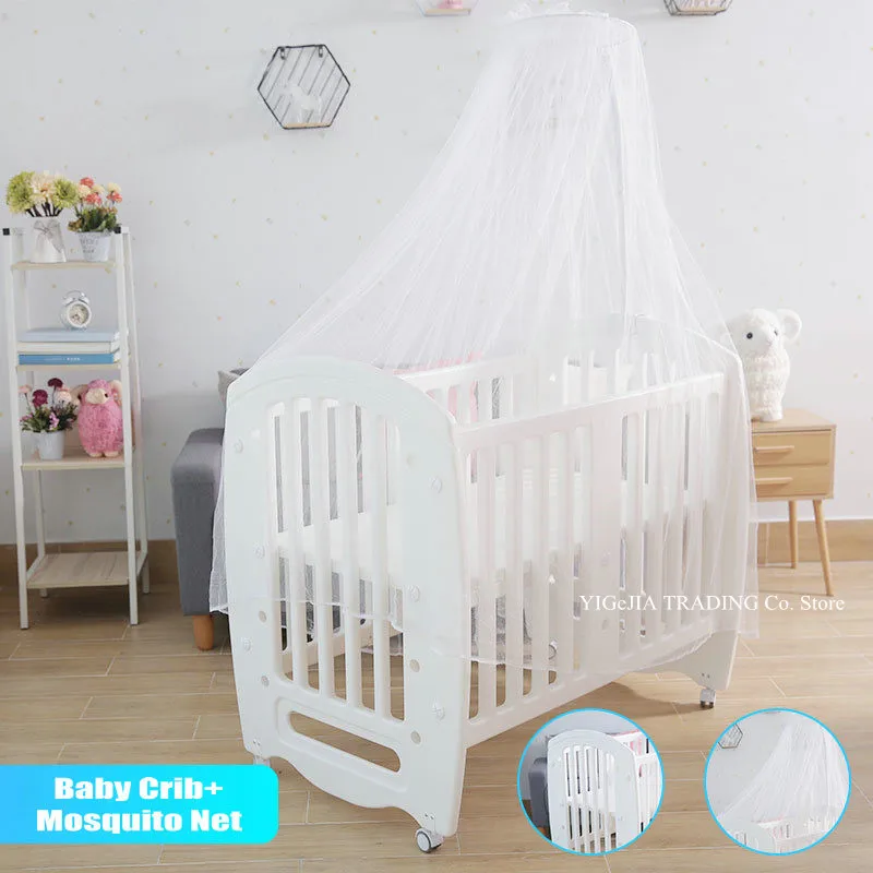 PE Material Infant Crib, Mosquito Net Included, Multifunctional ALL-IN-ONE Game Bed For Kids From Newborn To 3ages