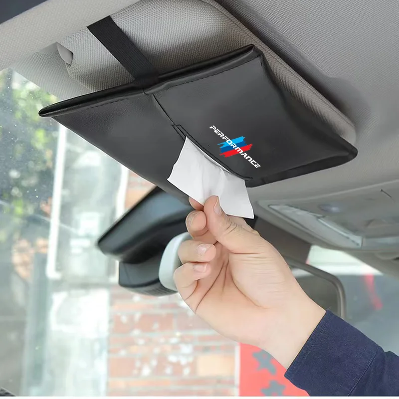 

Car Sun Visor Tissue Boxes Leather Hanging Bag Paper Towel Organizer For BMW M E36 E39 E46 E90 E60 F10 F30 F20 G30 G20 G01 G02