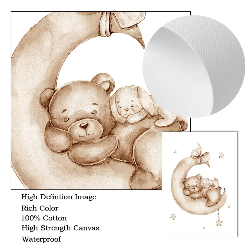 Настенный принт &quotЗвездное облако луна кролик медведь&quot ARDOR
