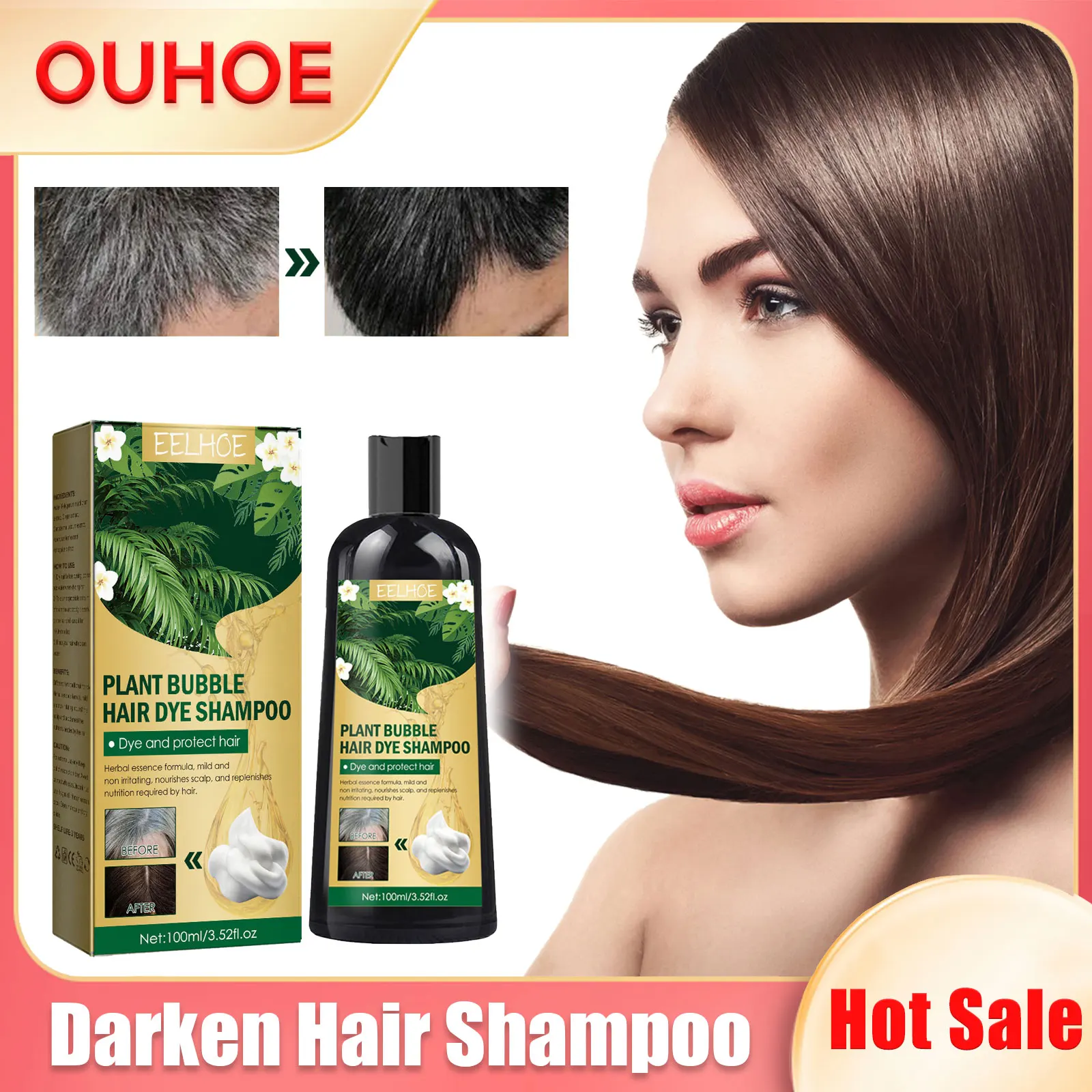 

Black Hair Dye Shampoo Cover White Canas Gray Removal Deep Cleansing Nourishing Permanent Blackening Fast Darken Hairs Shampoo