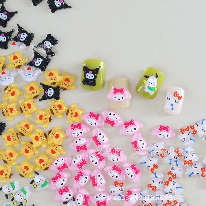

10 шт. Kawaii Sanrio Hello Kittys My Melody Cinnamoroll украшения для ногтей милые Мультяшные аниме резиновые аксессуары для ногтей Игрушки для девочек