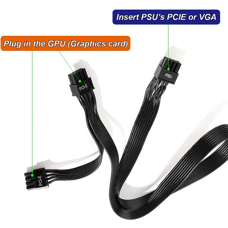 PSU VGA Male to Dual PCIe 8 (6+2) Pin Male PCIE GPU Power Cable for EVGA G+G2 G3 G5 GA GM B3 B5 T2 Modular Power Supply images - 6