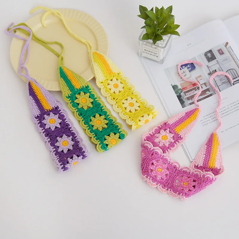 Повязка для волос в стиле Ins с цветами ручной вязки корейский Ретро