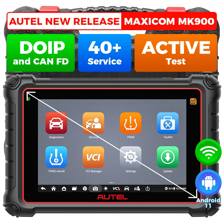 Фото Универсальный сканер Autel MaxiCOM MK900, улучшенная версия MK808S, 40+ сервисных функций, CAN-FD, DOIP, 3K+ активных тестов, инструменты для автомобильной диагностики. №2