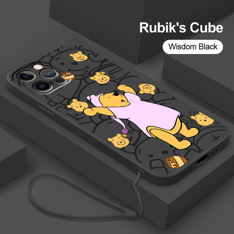 

Liquid Rope Phone Case For Apple iPhone 14 13 12 Mini 11 Pro XS MAX XR X 8 7 6S SE Plus Cute Winnie Pooh Cover Shell Coque Capa