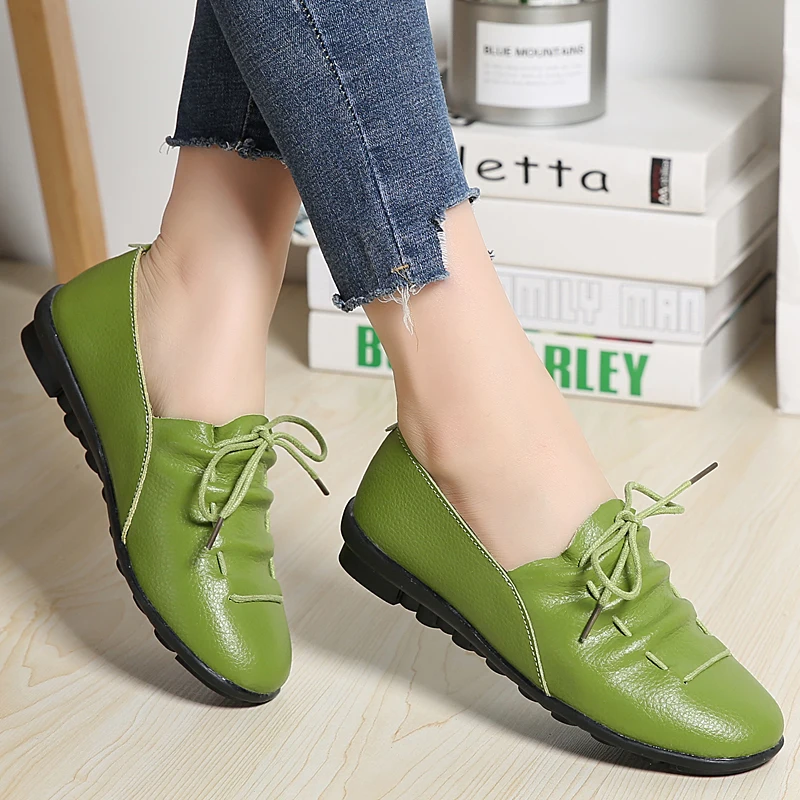 New Fashion White Women's Flat Shoes Comfortable PU Wearable Comfortable Women's Casual Shoes Non-slip Work Women's Shoes Soft