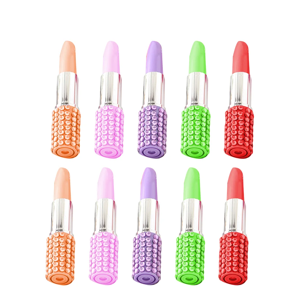 

10pcs Lipstick Ball-Point Pen Creative Adorable Pen Rhinestone Pen for Office School Wedding
