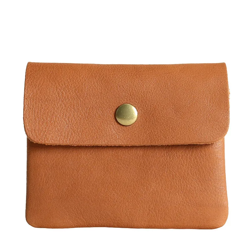 

Genuine Leather Short Coin Wallet Card Holder Bag Case Retro Cowhide Small Money Purse For Men Women Lipstick Earphone Pouch