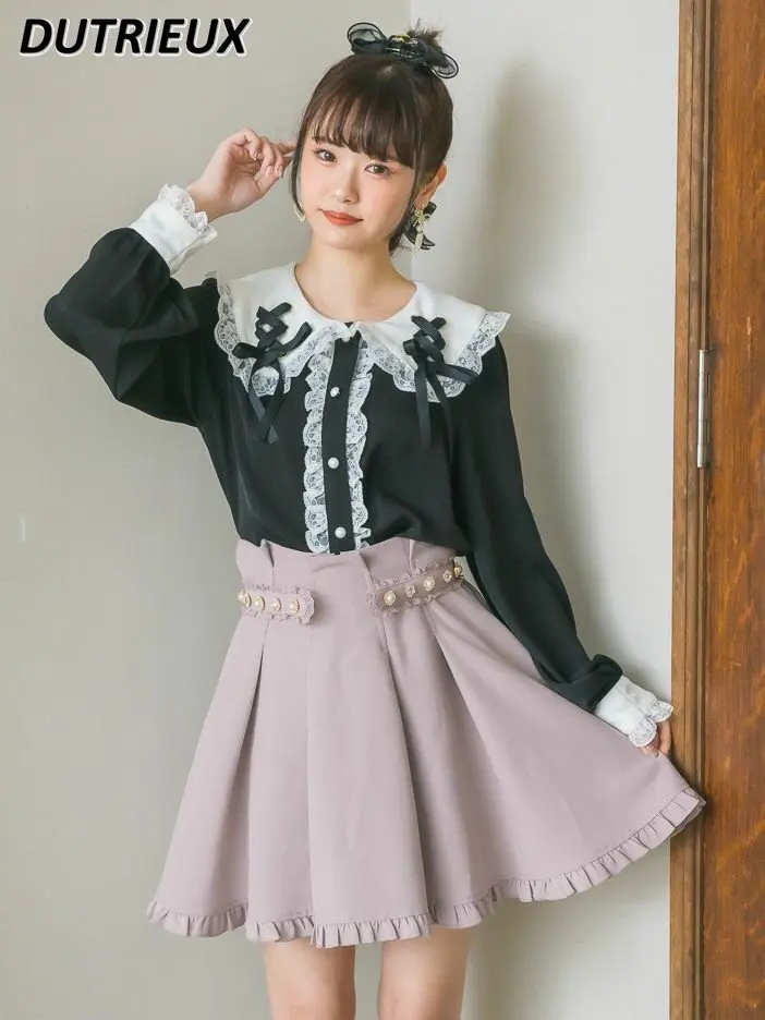 

Japanese Lolita Cute Sweet Girl High Waist Skirts 2023 Summer New Temperament rojita A- Line Short Skirt for Women Pleated Skirt