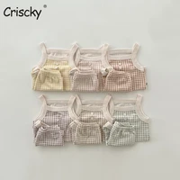 criscky korean style summer toddler kids baby boy clothes sets 2 pcs fashion plaid tops and shorts 2 pcs kids clothing