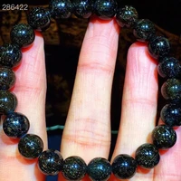 natural black copper titanium rutilated quartz crystal bracelet 8 5mm women men round beads wealthy stone brazil aaaaa