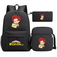 3pcsset cute all might backpack my hero academia school bag for boys girls mha shoulder bag pencil case