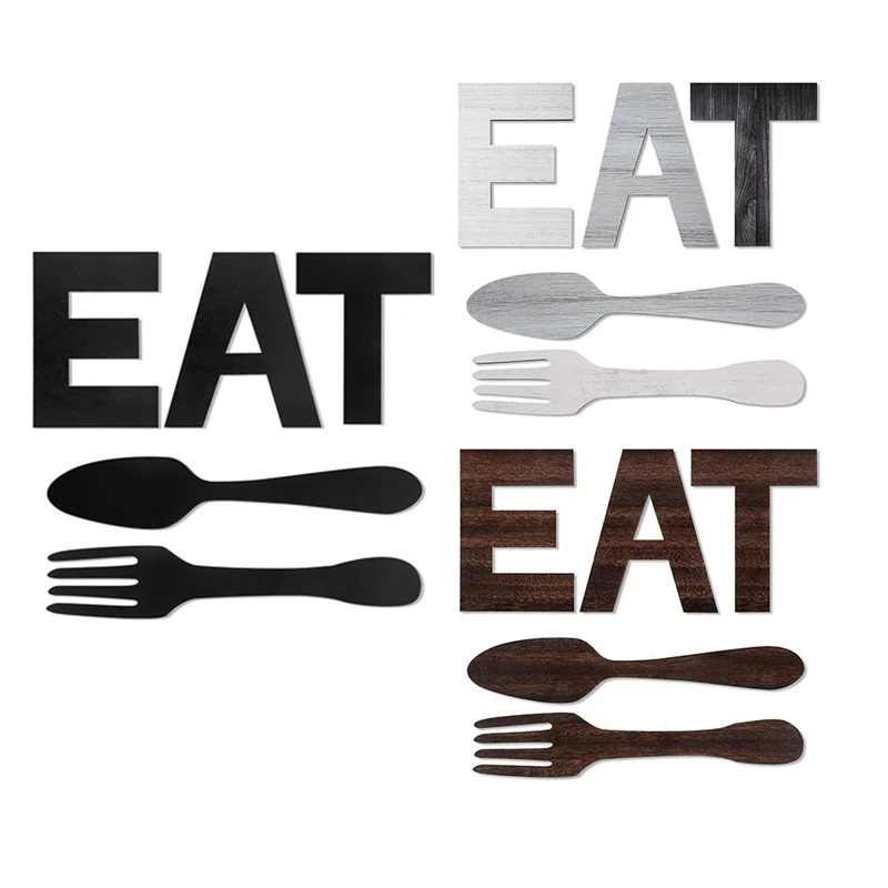 

Set Of EAT Sign, Fork And Spoon Wall Decor, Rustic Wood Eat Decoration,Decoration Hang Wood Letters For Wall Art