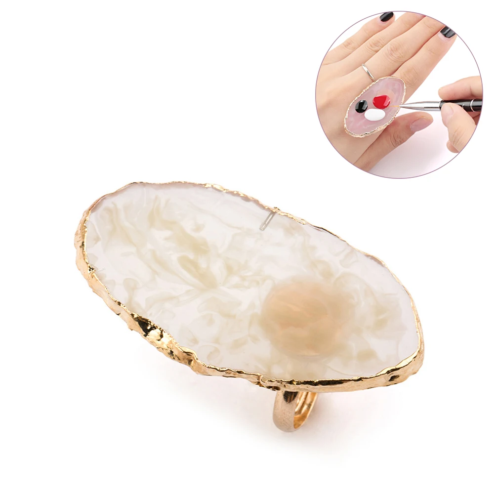 

Fashion Acrylic Color Nail Art Palette with Finger Ring Polish Cream Mixing Nail Art Tool