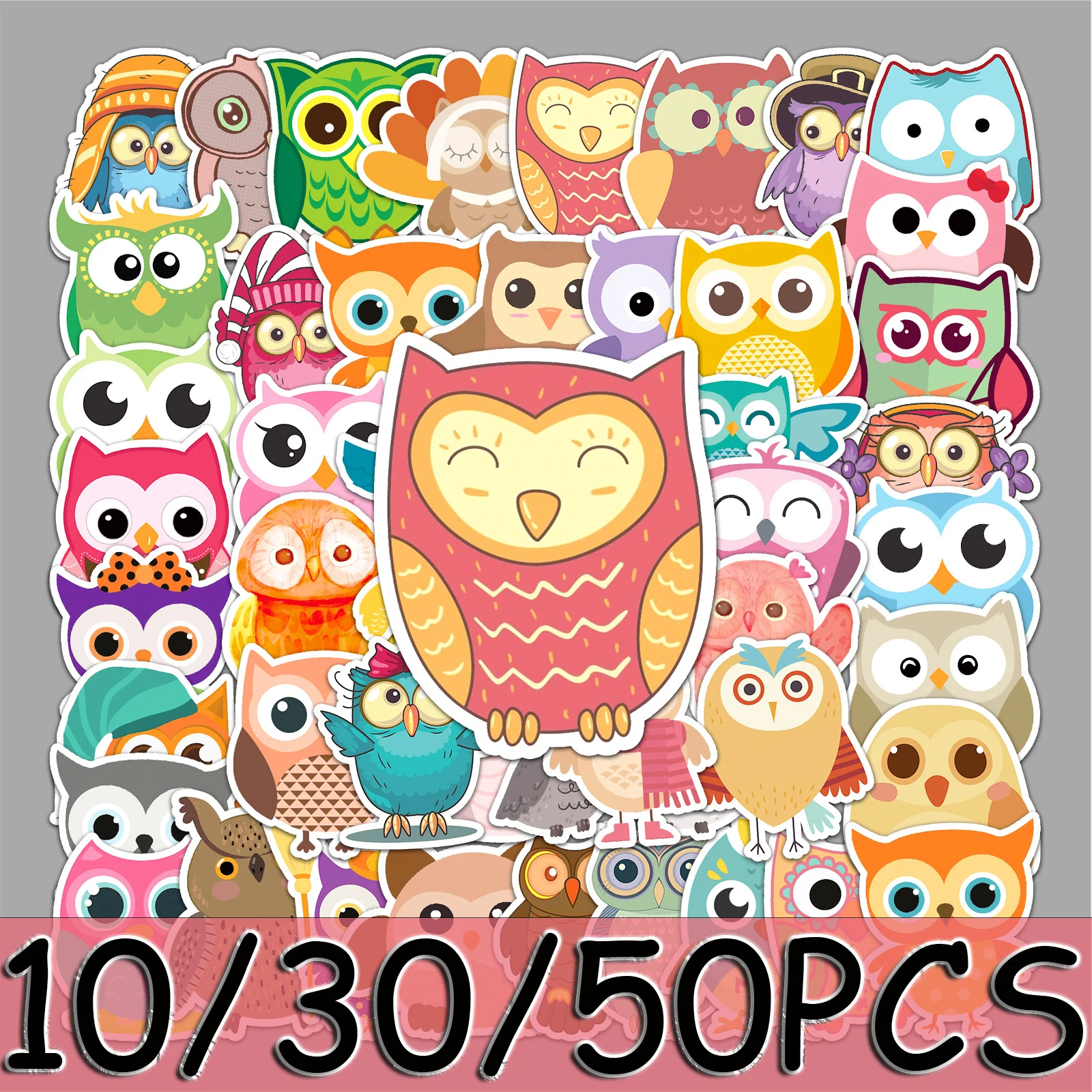 

10/30/50Pcs Cartoon Owl Sticker Kawaii Stickers Graffiti Waterproof Skateboard Motorcycle Guitar Luggage Laptop Bicycle Stickers