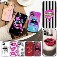 sexy lady red lips lipstick girls apple case for iphone 11 12 13 mini pro max xs x xr 7 8 plus se 2020 soft silicone cases cover