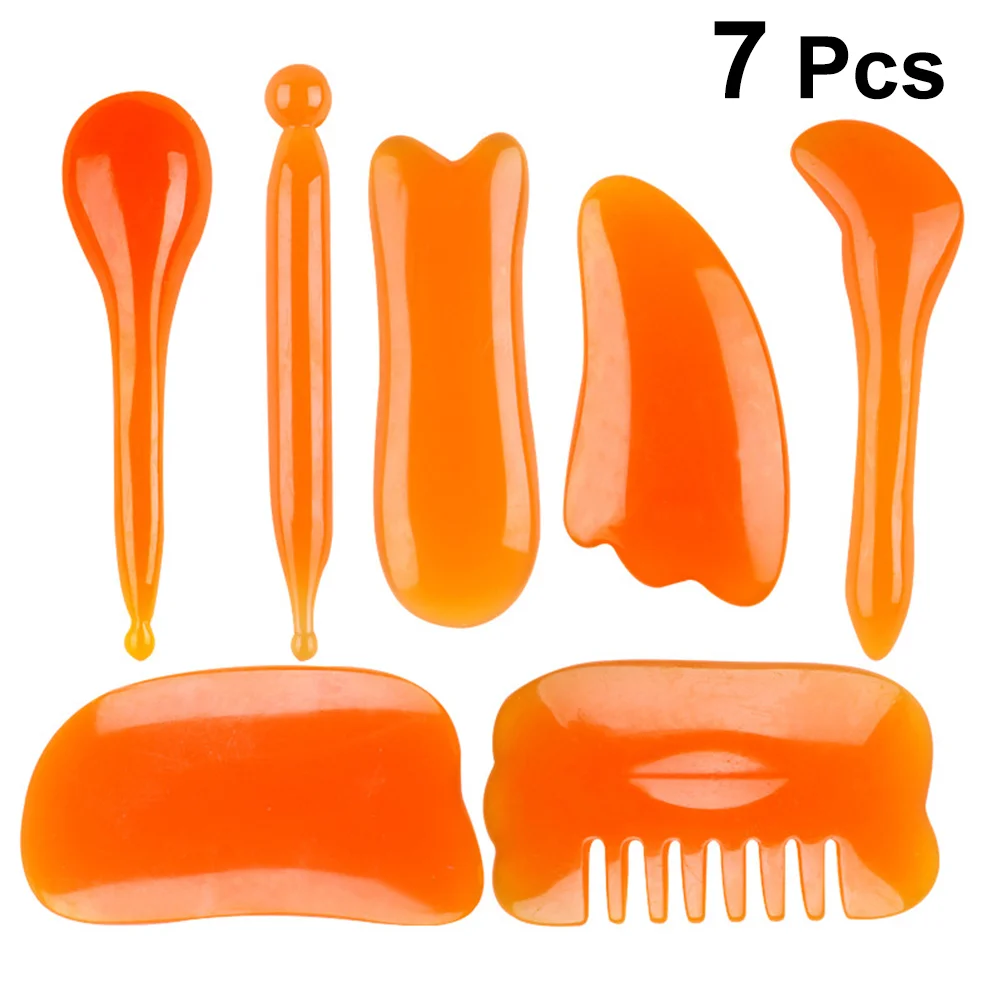 

1 Set of 7pcs Massaging Scraping Massage Tools Facial Body Resin Beeswax Scraping Boards