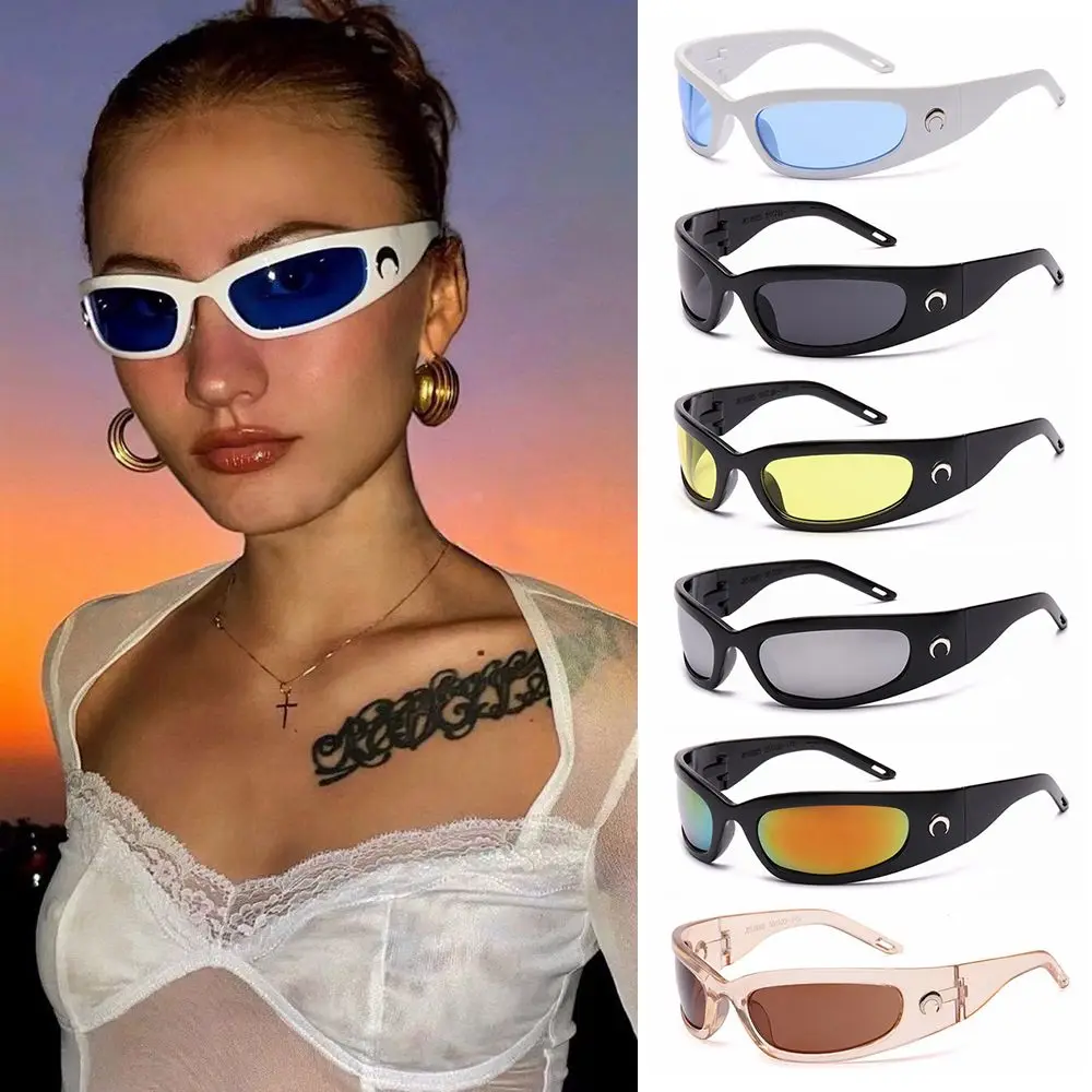 

Trendy Moon Rectangular Sunglasses for Women & Men Outdoor Cycling Sports Sunglasses Vintage Hip Hop Punk Sun Glasses UV400