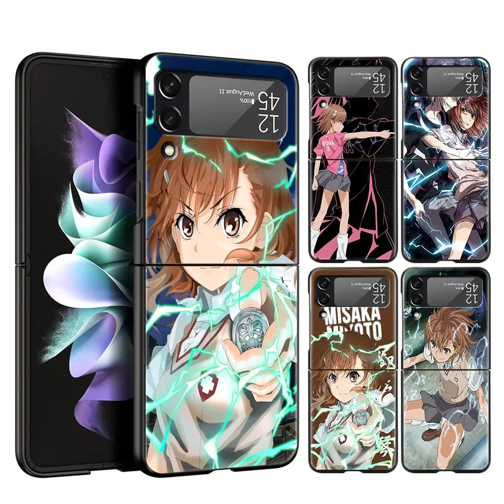 

Misaka Mikoto Anime Toaru Kagaku No Railgun Z Flip 4 Phone Case For Samsung Z Flip 3 Hard Shell Galaxy ZFlip4 5G Cover Folding