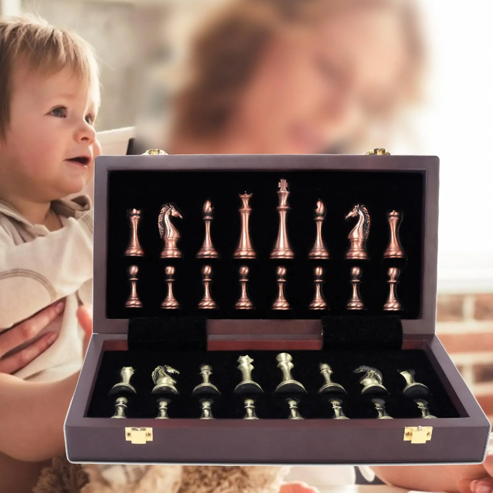 

Chess Set 11.81"x12.4" Wood Chessboard for Travel Beginners