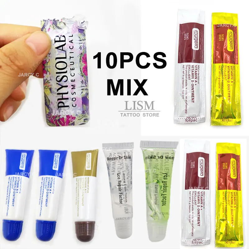 

10Pcs Microblading Tattoo Cream Vitamin Repair Healing Blue Gel Cream A&D Anti Scar Ointment for Permanent Eyebrows Lips Makeup
