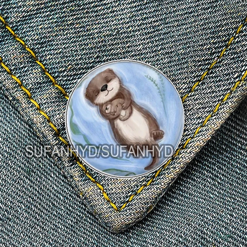 Брошь-значок из нержавеющей стали в виде выдры