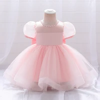 baby girl princess dress weddings white puff sleeve bridesmaid dresses big bow mesh birthday party ball gown childrens clothes