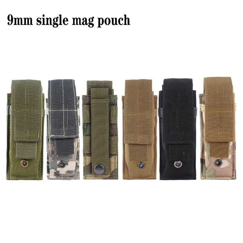 

Tactical Molle Single 9mm Magazine Pouch Pistol Handgun Mag Bag for Glock 17 19 Beretta M9 Universal Airsoft Hunting Pouch