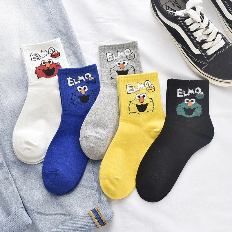 

Sesame Street Funny Socks High Quality Fashion Men and Women Socks In The Tube Funny Four Seasons Cartoon Cute Kawaii Tide Sock