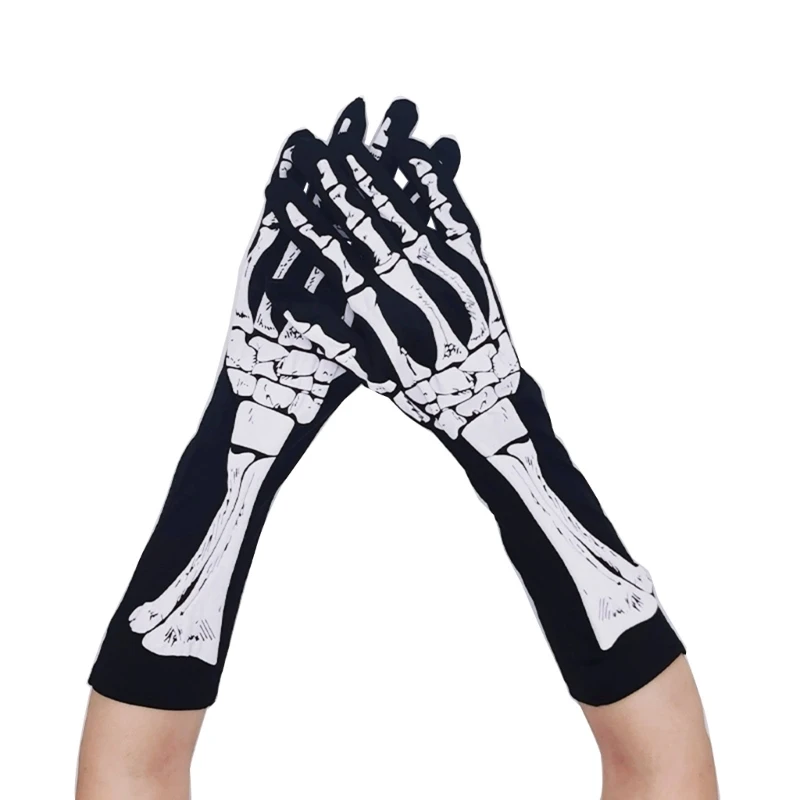 

Жуткий череп, перчатки в форме руки, варежки с полным пальцем, перчатки для Хэллоуина для взрослых