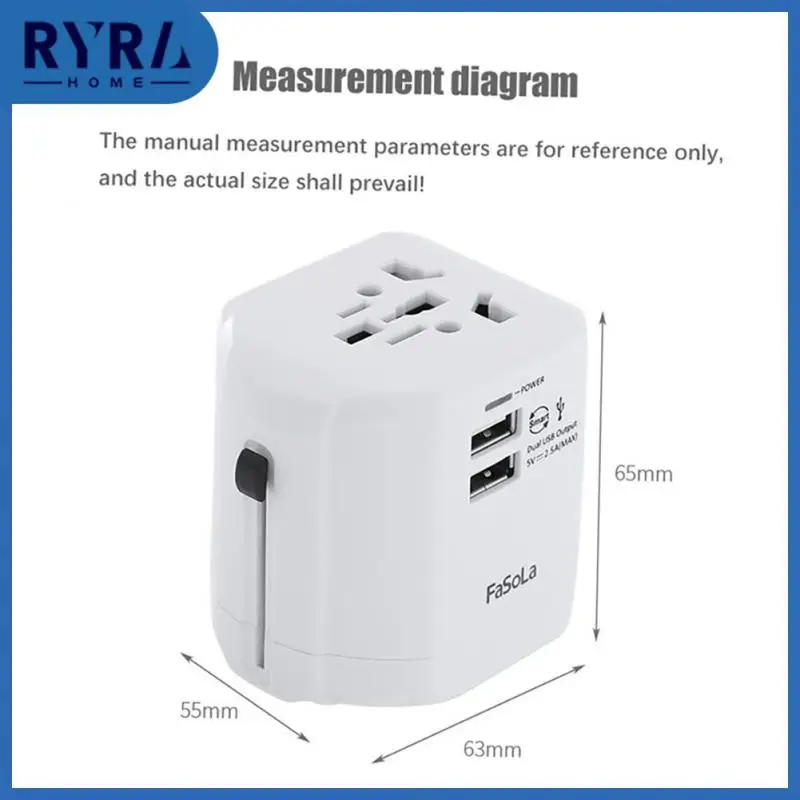 

Universal Conversion Plug 100V-240VAC50/60Hz Dual USB Sockets Travel Home Portable Multi-country Specification Socket Adapter