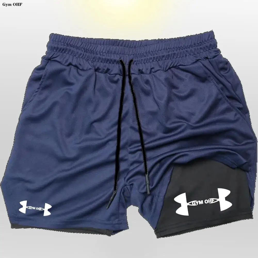 Шорты U-n мужские 2 в 1 модные быстросохнущие тренировочные штаны с двойной панелью