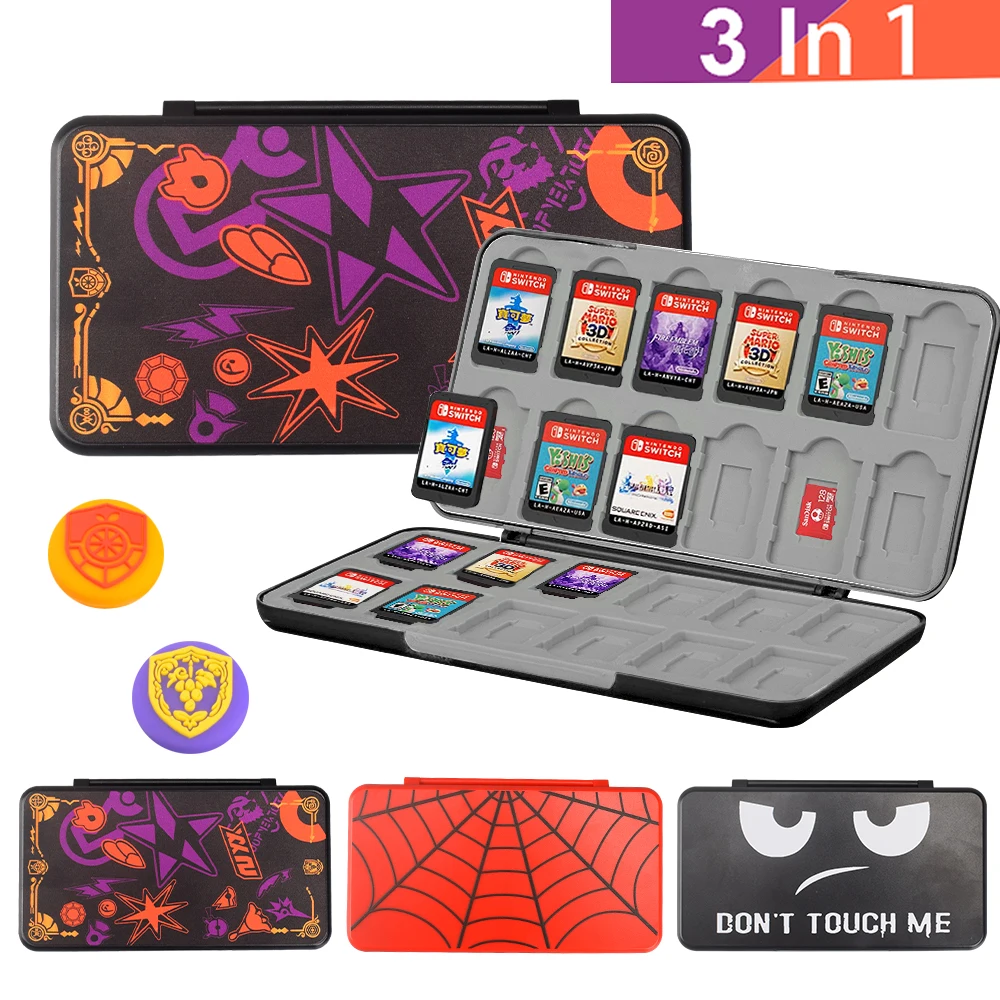 

3 In1 Scarlet and Violet Game Card Storage Box Accessories kit for Nintendo Switch Oled Soft Rubber TF/ SD Slot Holder Christmas