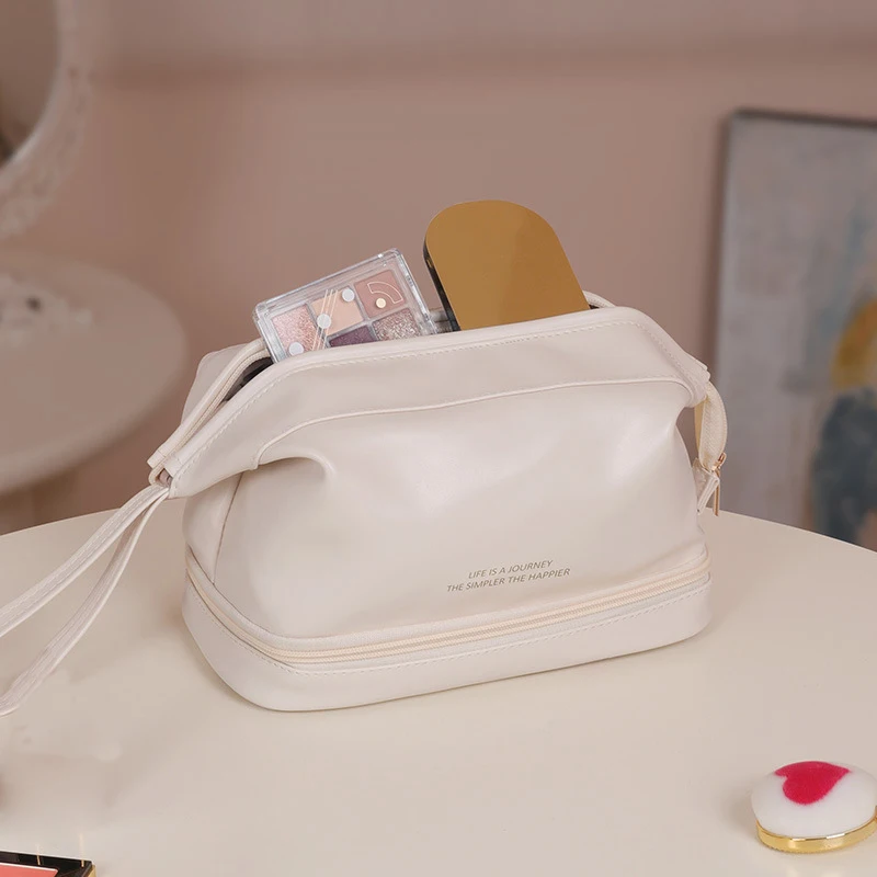 

Женская дорожная косметичка из искусственной кожи, вместительный дорожный органайзер для туалетных принадлежностей, Сумочка для хранения